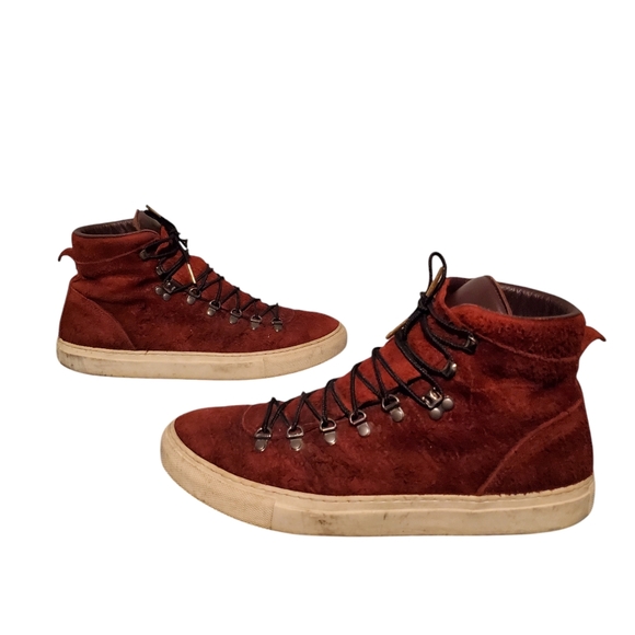 Diemme Maroon Leather Lace-Up Ankle Combat Boots Men's Size 10M - Picture 3 of 15